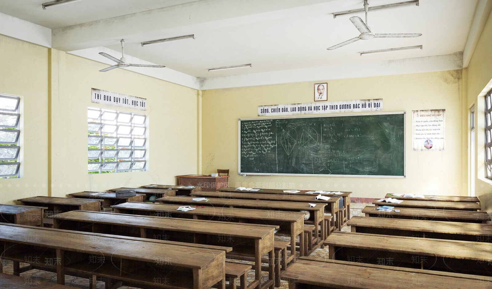 现代怀旧学校教室SU模型下载【ID:1137632130】