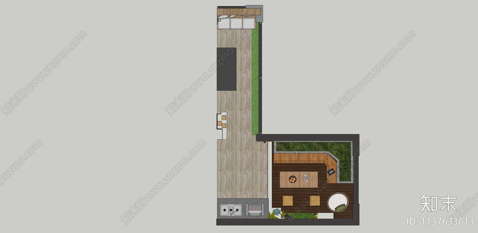 现代屋顶花园SU模型下载【ID:1137633613】