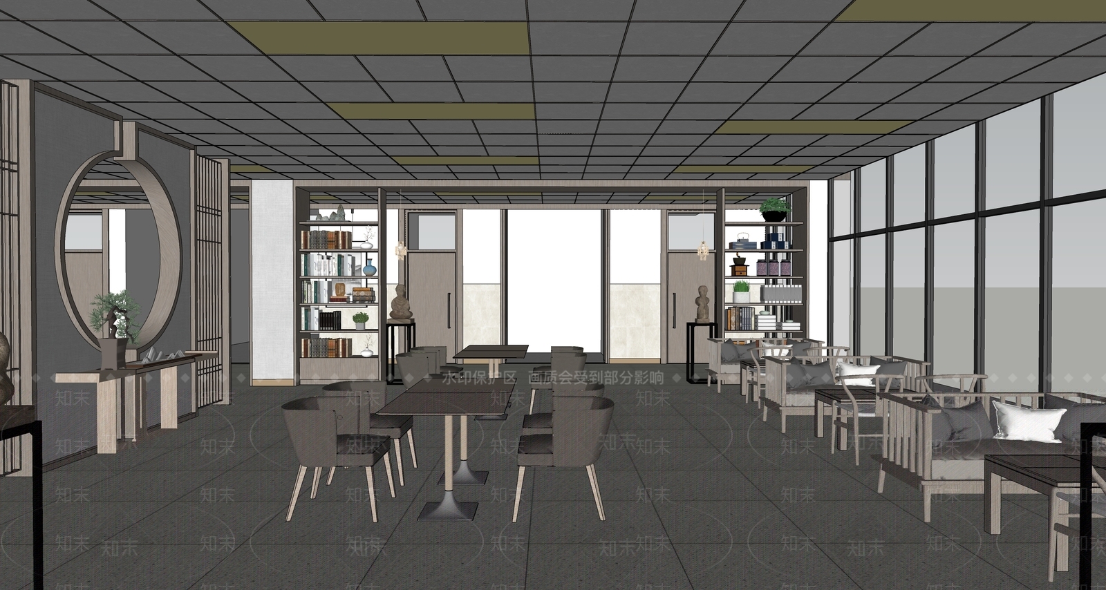 新中式学校大厅SU模型下载【ID:1137632959】