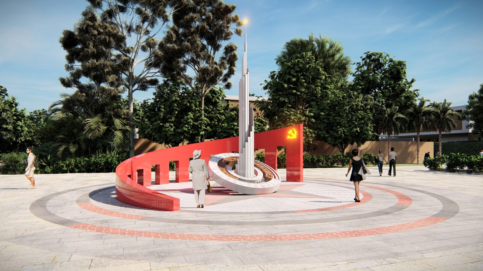 现代市政党建灯塔雕塑小品SU模型下载【ID:1137633349】