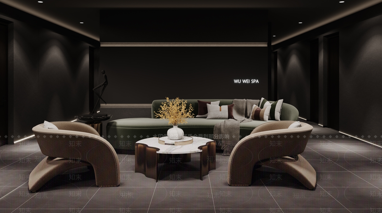 现代暗黑风洗浴中心前台3D模型下载【ID:1137634523】