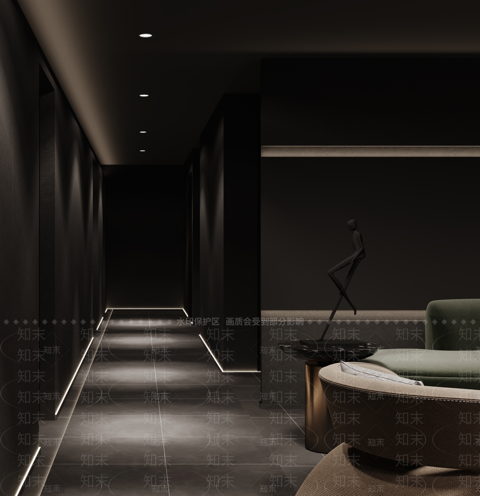现代暗黑风洗浴中心前台3D模型下载【ID:1137634523】