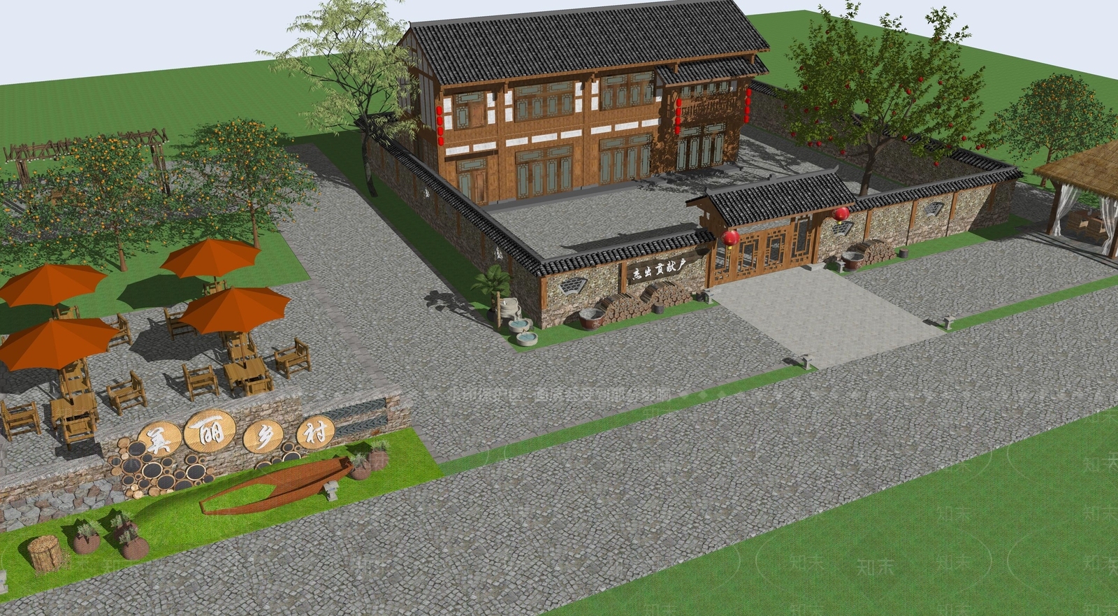 现代乡村公园SU模型下载【ID:1137644307】