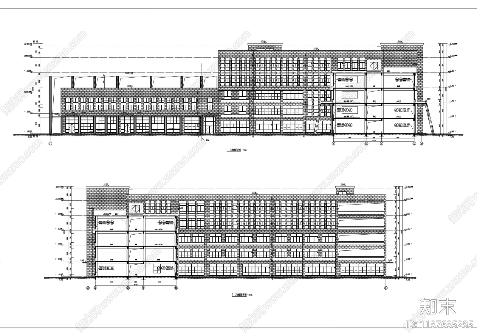 职业学校教学楼cad施工图下载【ID:1137635285】