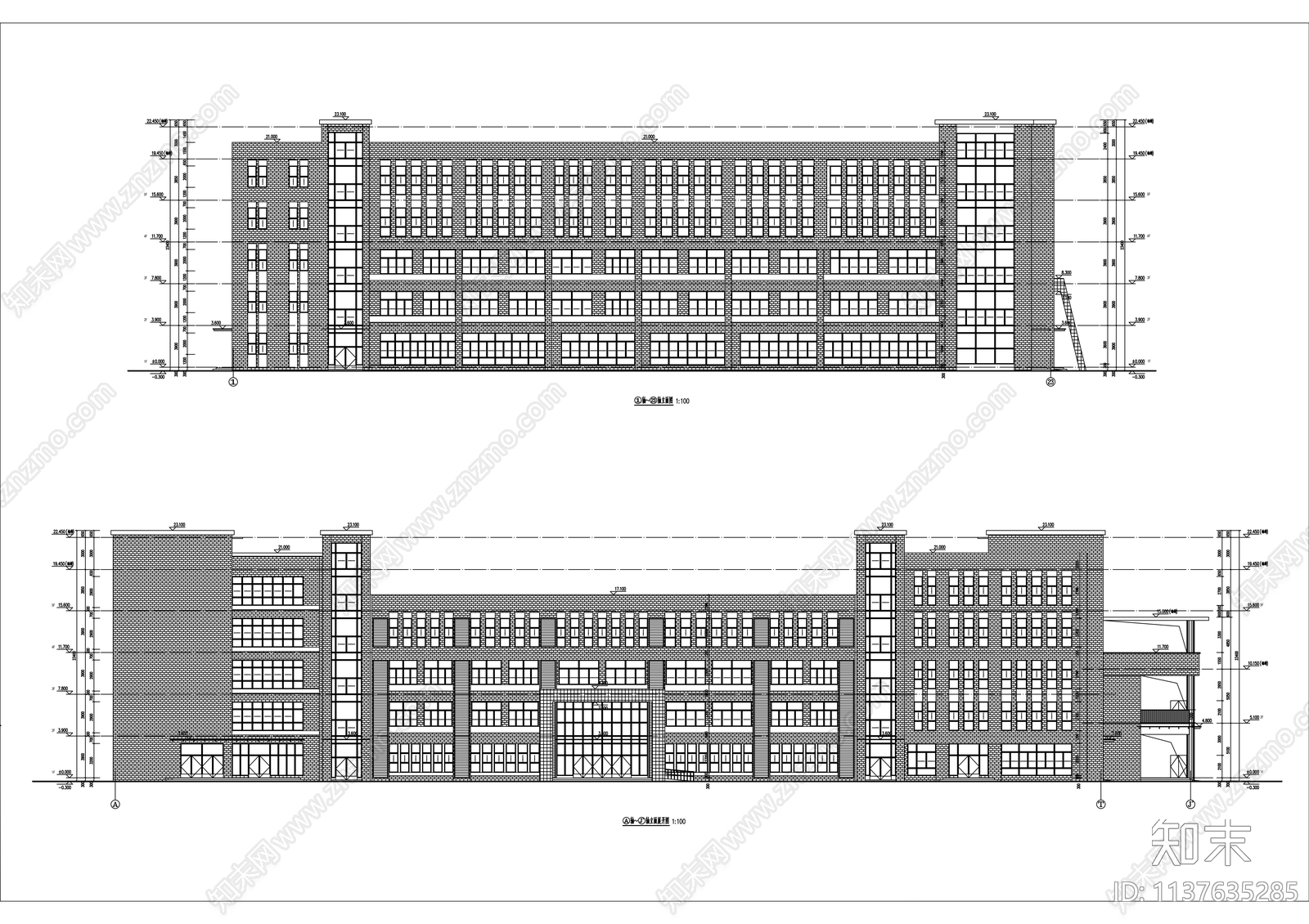 职业学校教学楼cad施工图下载【ID:1137635285】