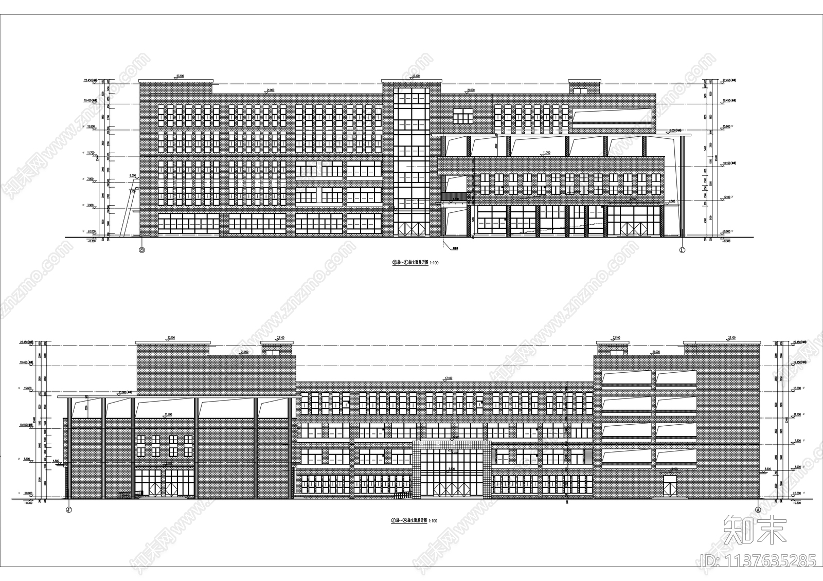 职业学校教学楼cad施工图下载【ID:1137635285】