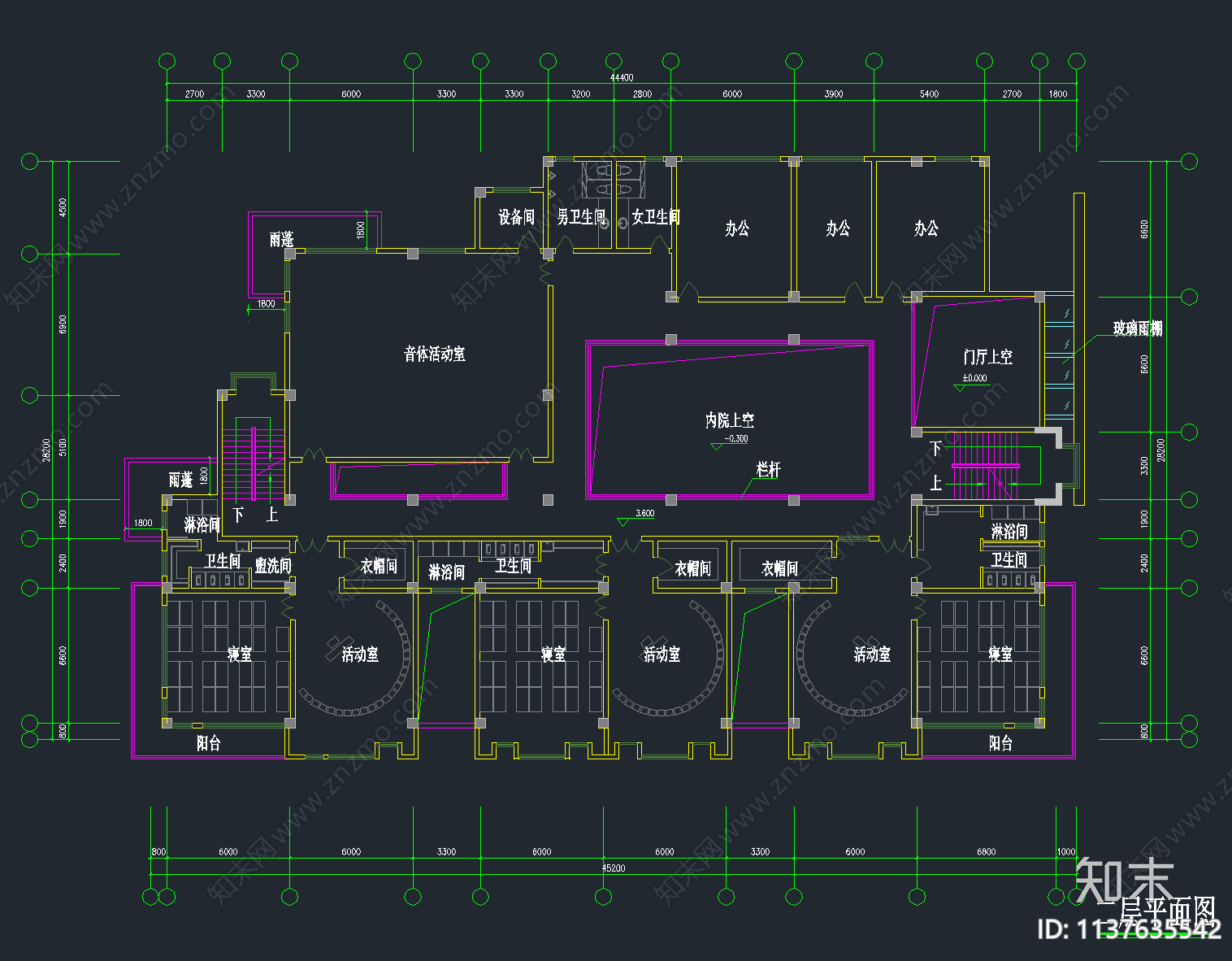 32套幼儿园儿童活动中心建筑cad施工图下载【ID:1137635542】