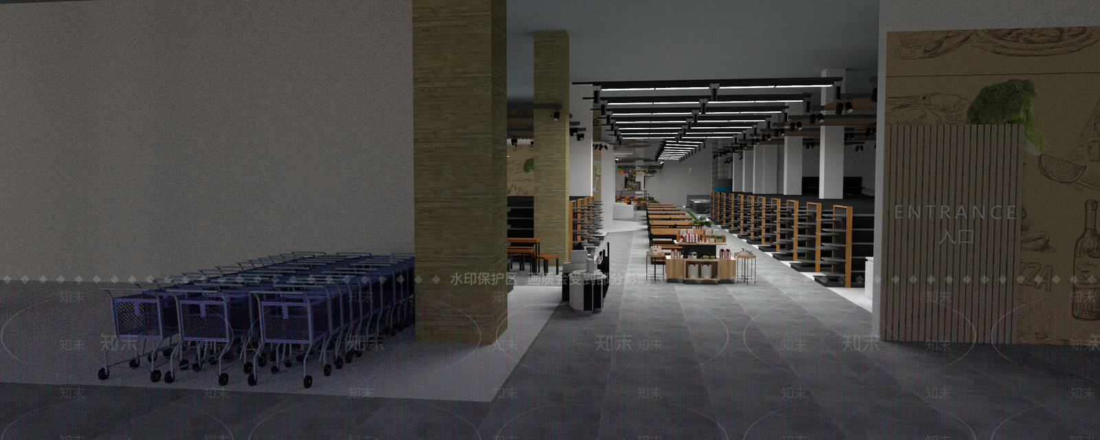 现代超市SU模型下载【ID:1137636228】