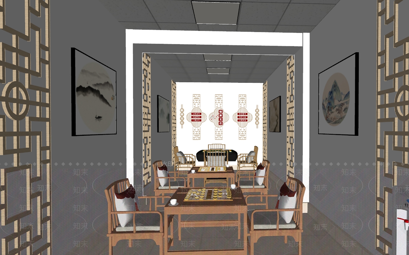 新中式棋牌室SU模型下载【ID:1138779187】