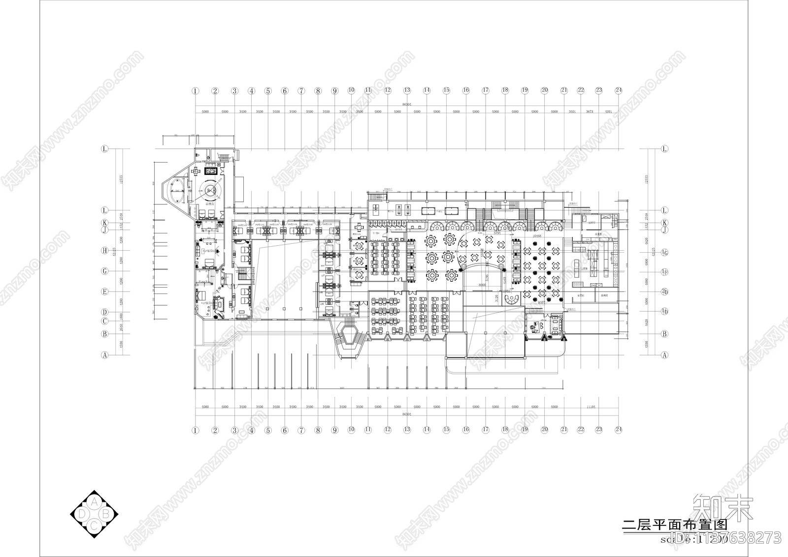 某大型浴场会馆室内装修cad施工图下载【ID:1137638273】