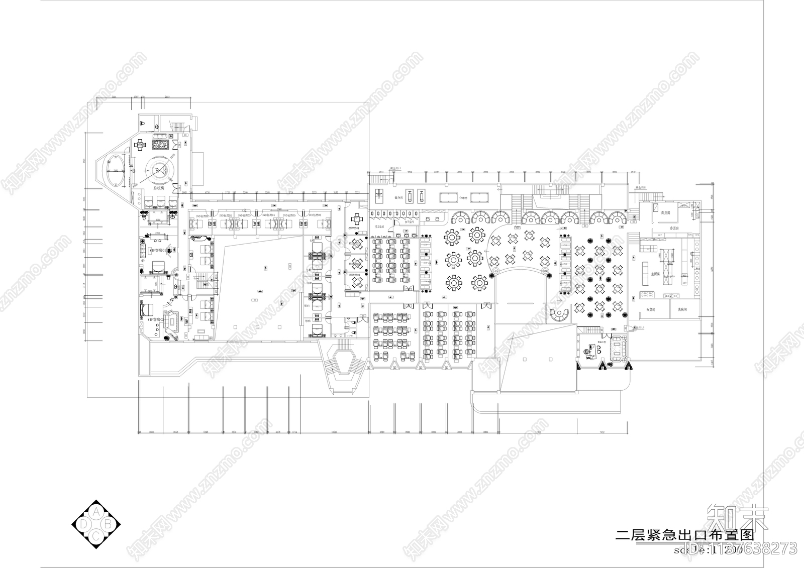 某大型浴场会馆室内装修cad施工图下载【ID:1137638273】