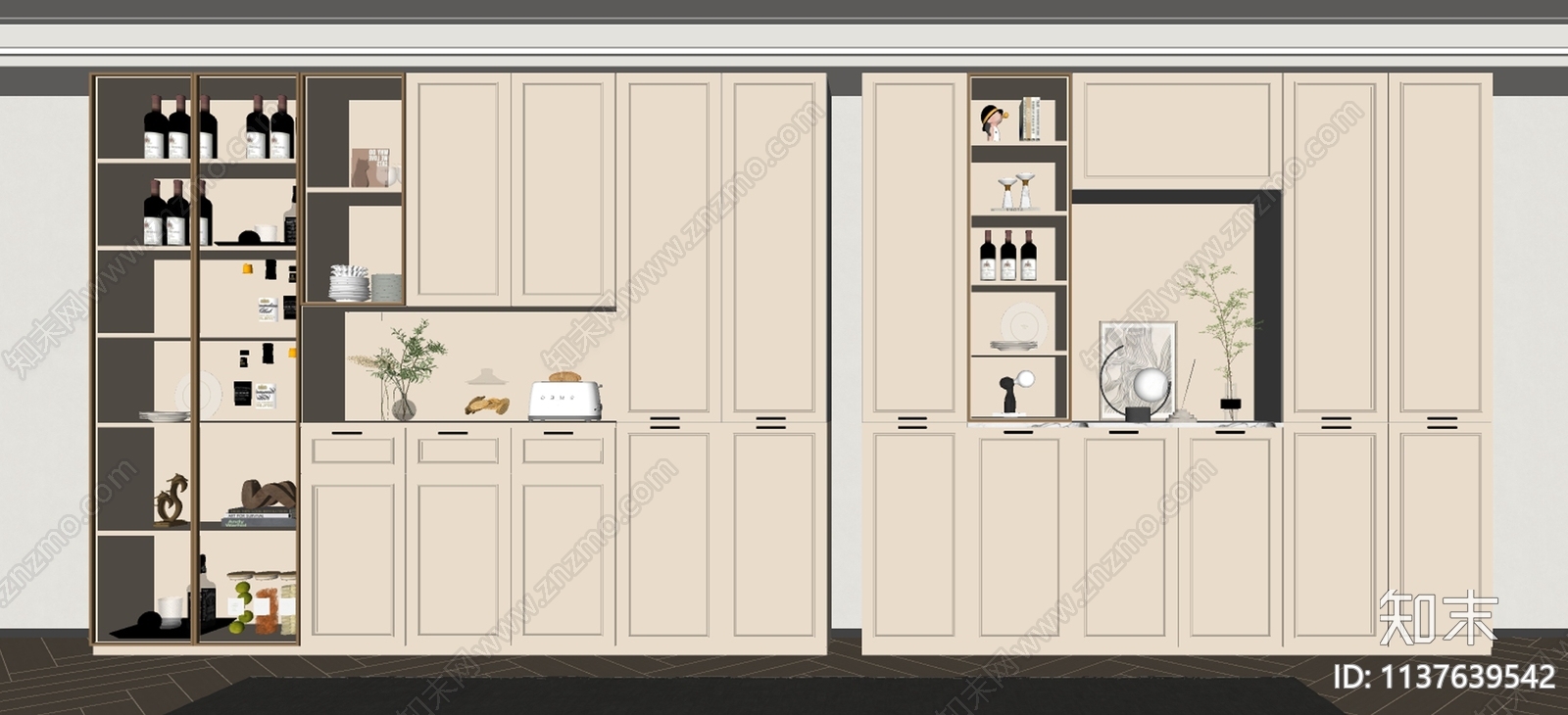 简欧奶油风酒柜SU模型下载【ID:1137639542】