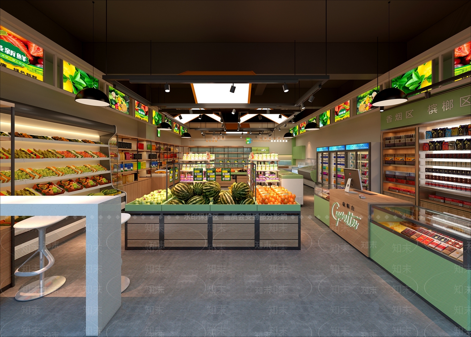 现代水果店3D模型下载【ID:1137641335】