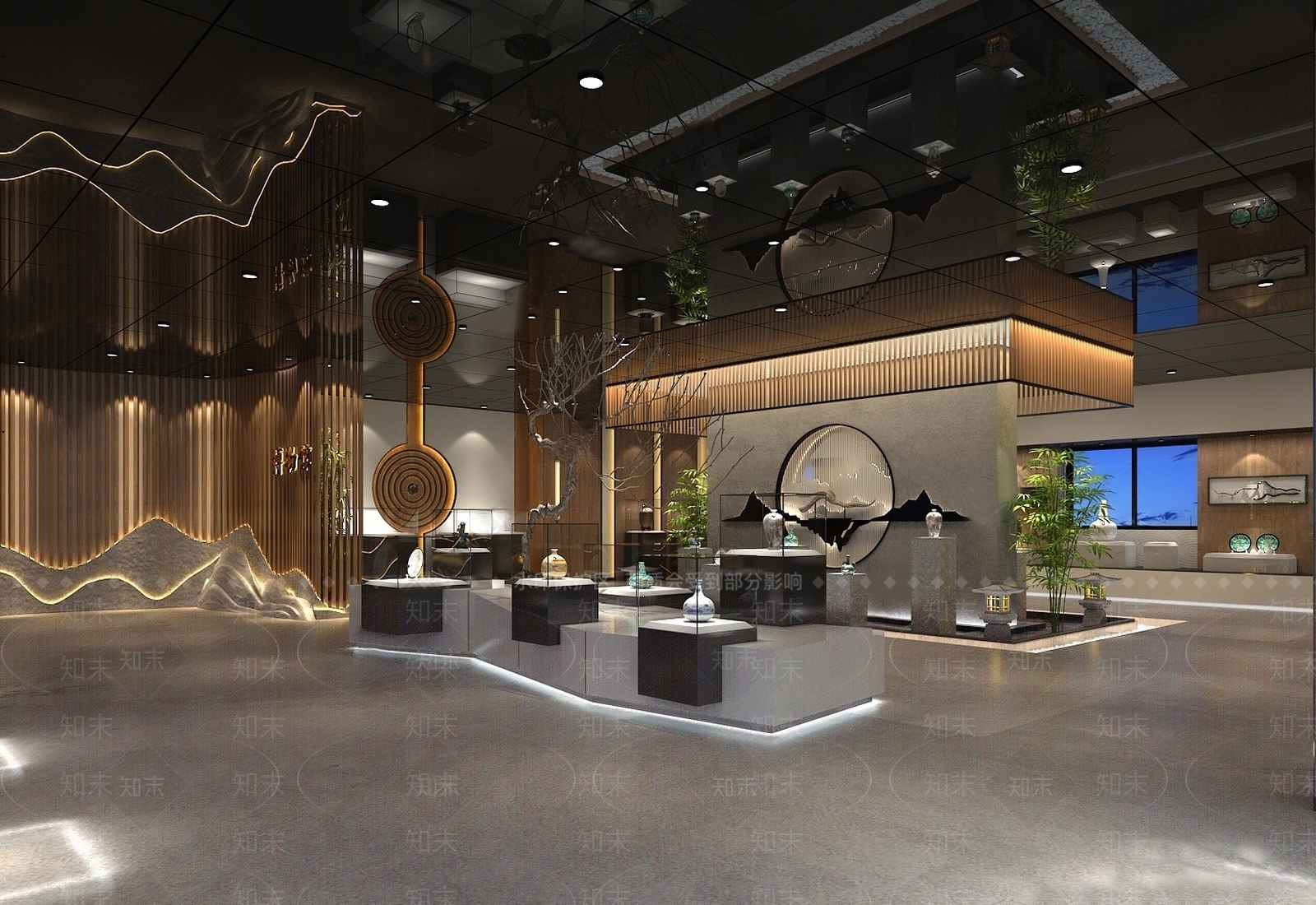 新中式商业展厅SU模型下载【ID:1137641903】