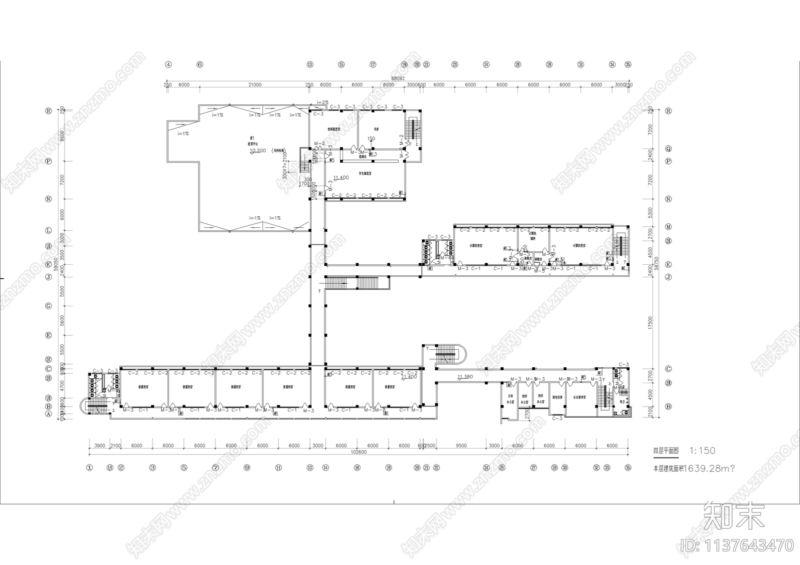 学校四层综合楼全套建筑cad施工图下载【ID:1137643470】