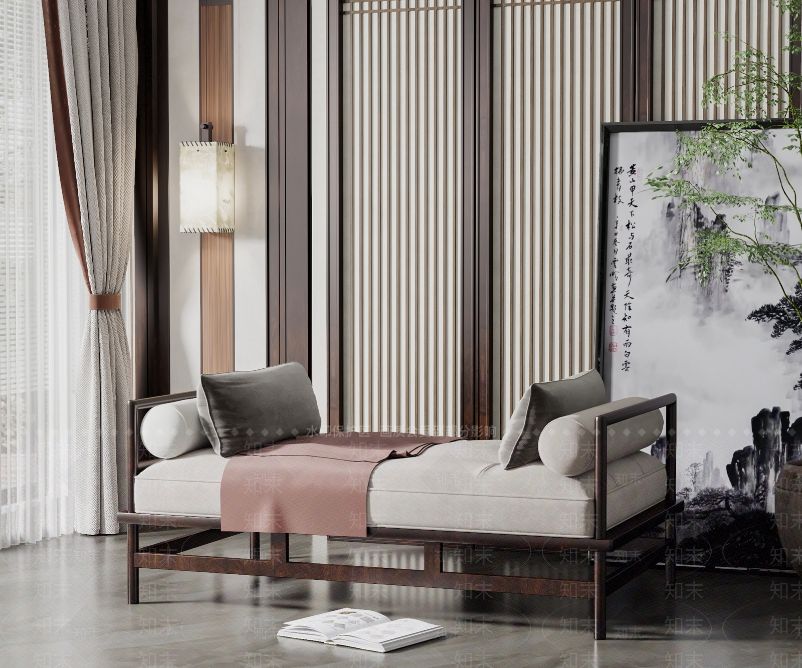 新中式床尾凳SU模型下载【ID:1137643970】