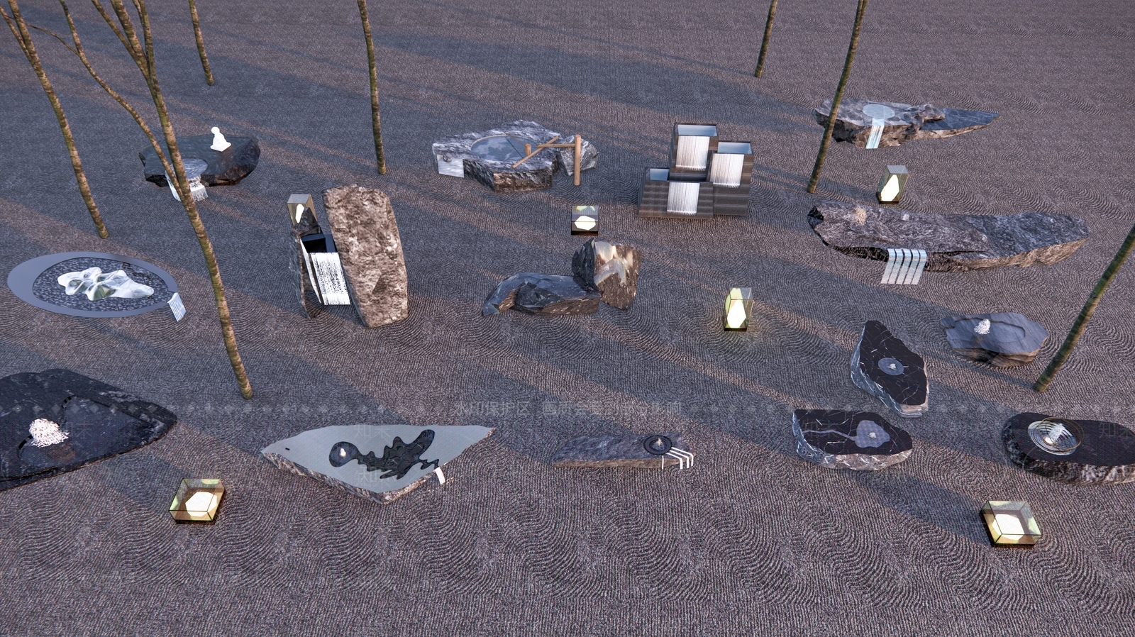 中式流水石头SU模型下载【ID:1137647597】