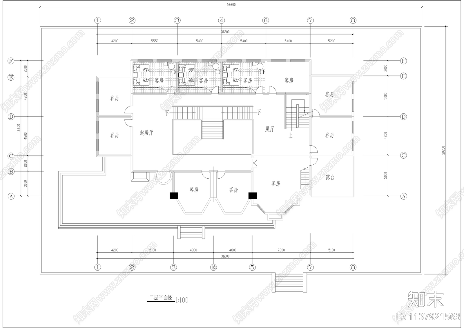 欧式城堡式酒店建筑cad施工图下载【ID:1137921563】