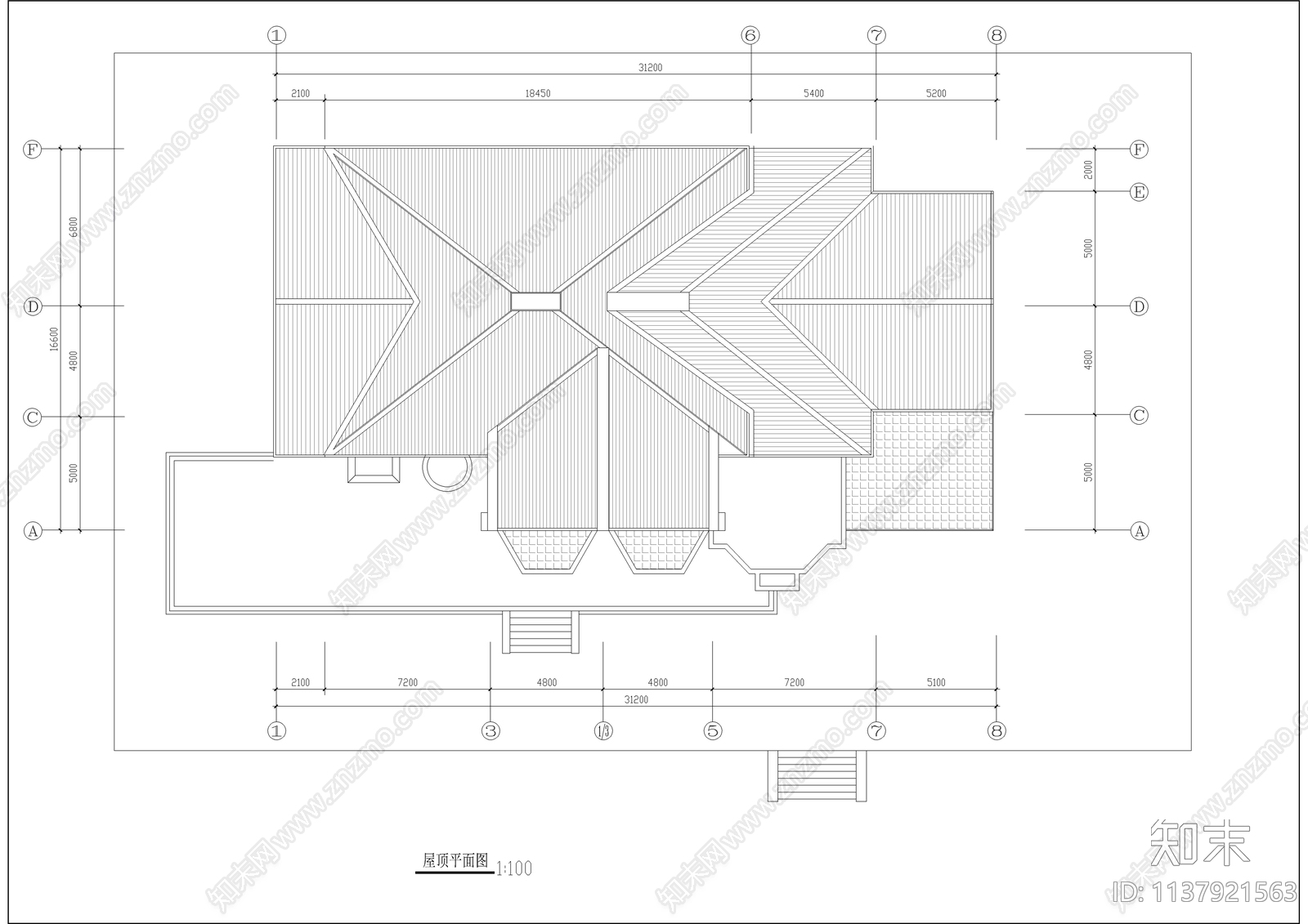 欧式城堡式酒店建筑cad施工图下载【ID:1137921563】