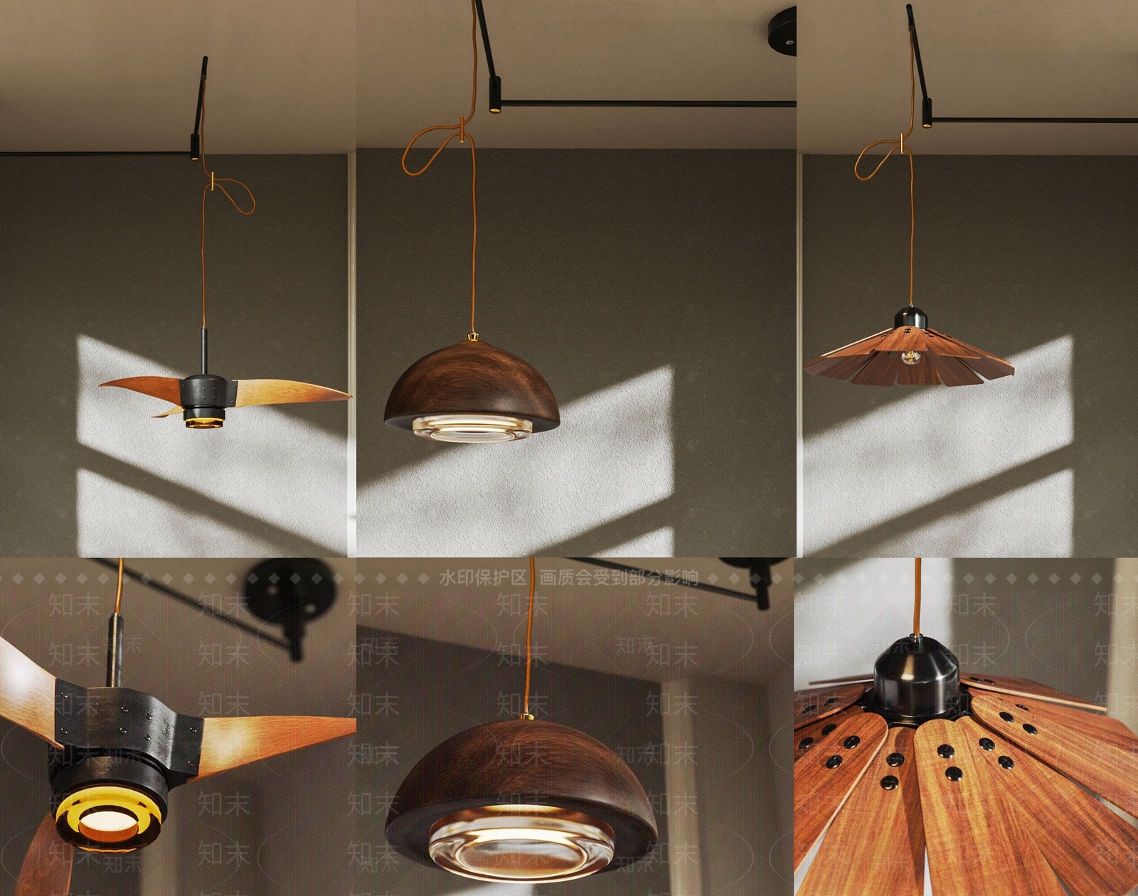 侘寂吊灯组合3D模型下载【ID:1137666616】