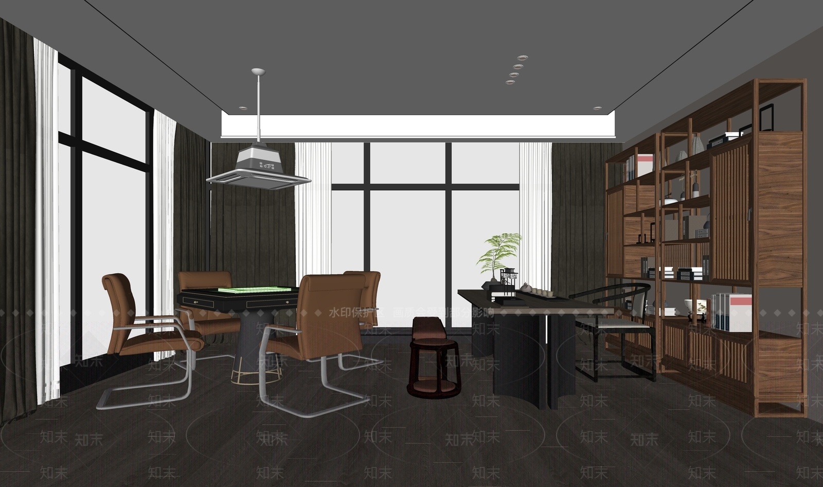 新中式棋牌室包厢SU模型下载【ID:1137674634】