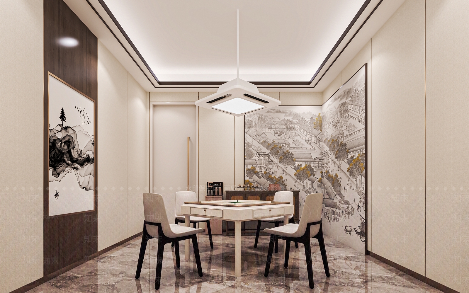 新中式棋牌室包厢SU模型下载【ID:1137674939】