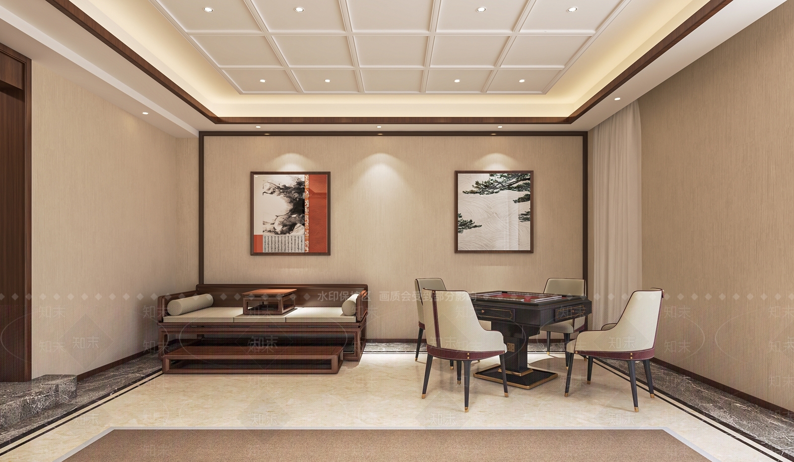 新中式棋牌室包厢SU模型下载【ID:1137674097】