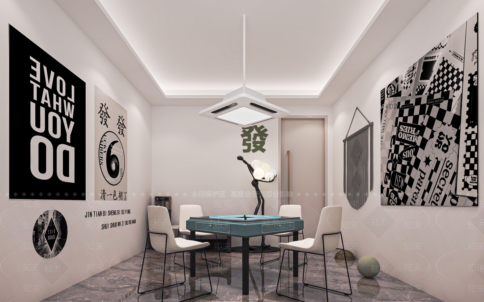现代棋牌室包厢SU模型下载【ID:1137675009】