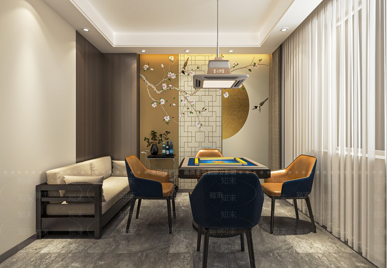新中式棋牌室包厢SU模型下载【ID:1137675167】