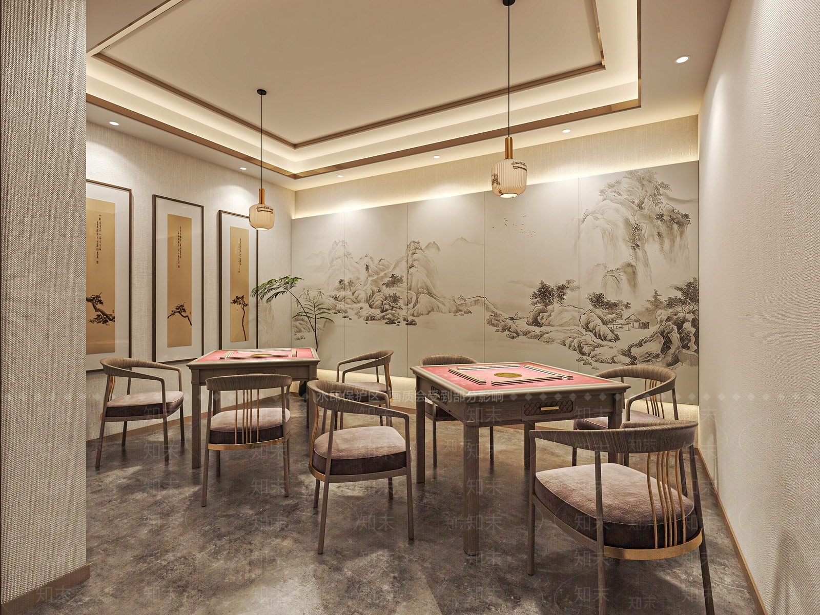 新中式棋牌室包厢SU模型下载【ID:1137674382】
