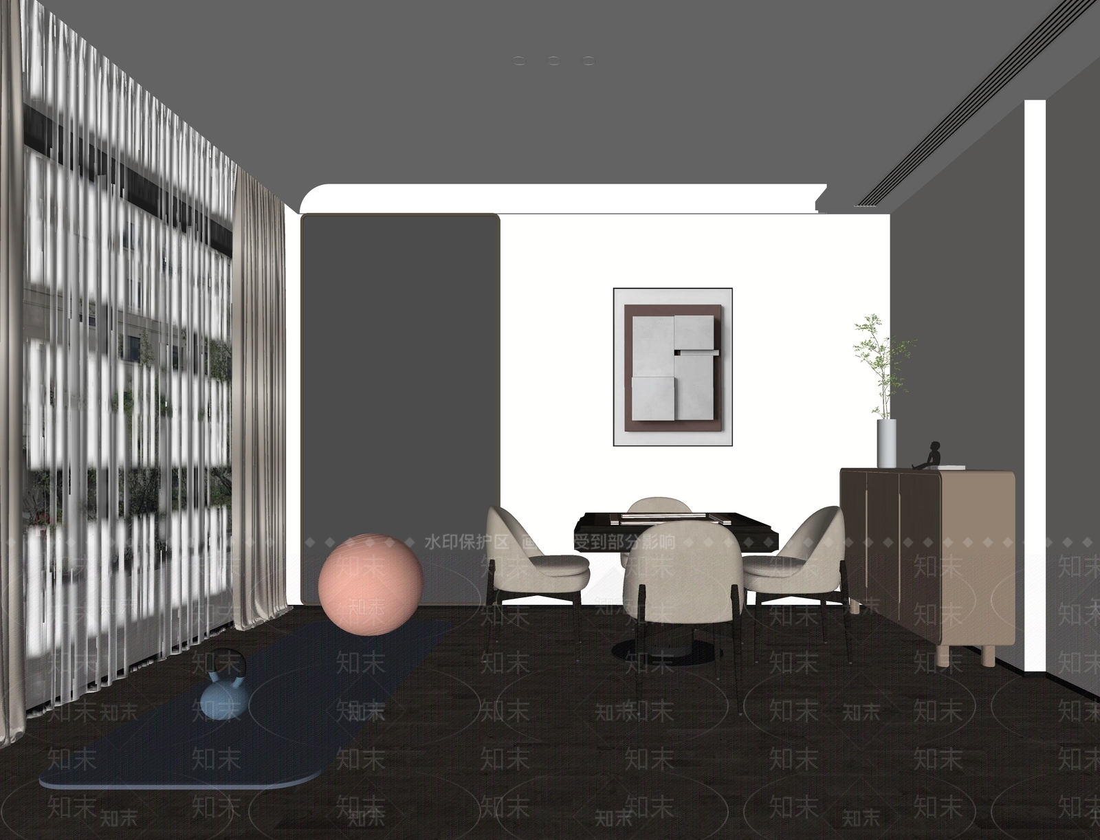 现代棋牌室包厢SU模型下载【ID:1137674395】