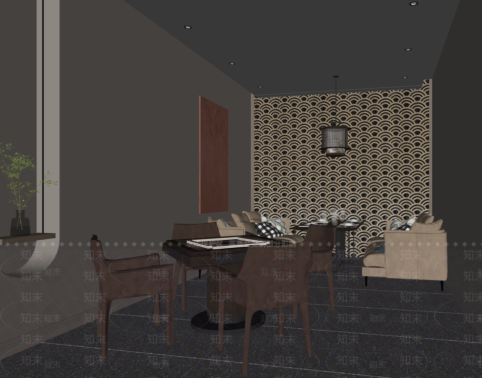 现代棋牌室包厢SU模型下载【ID:1137675327】