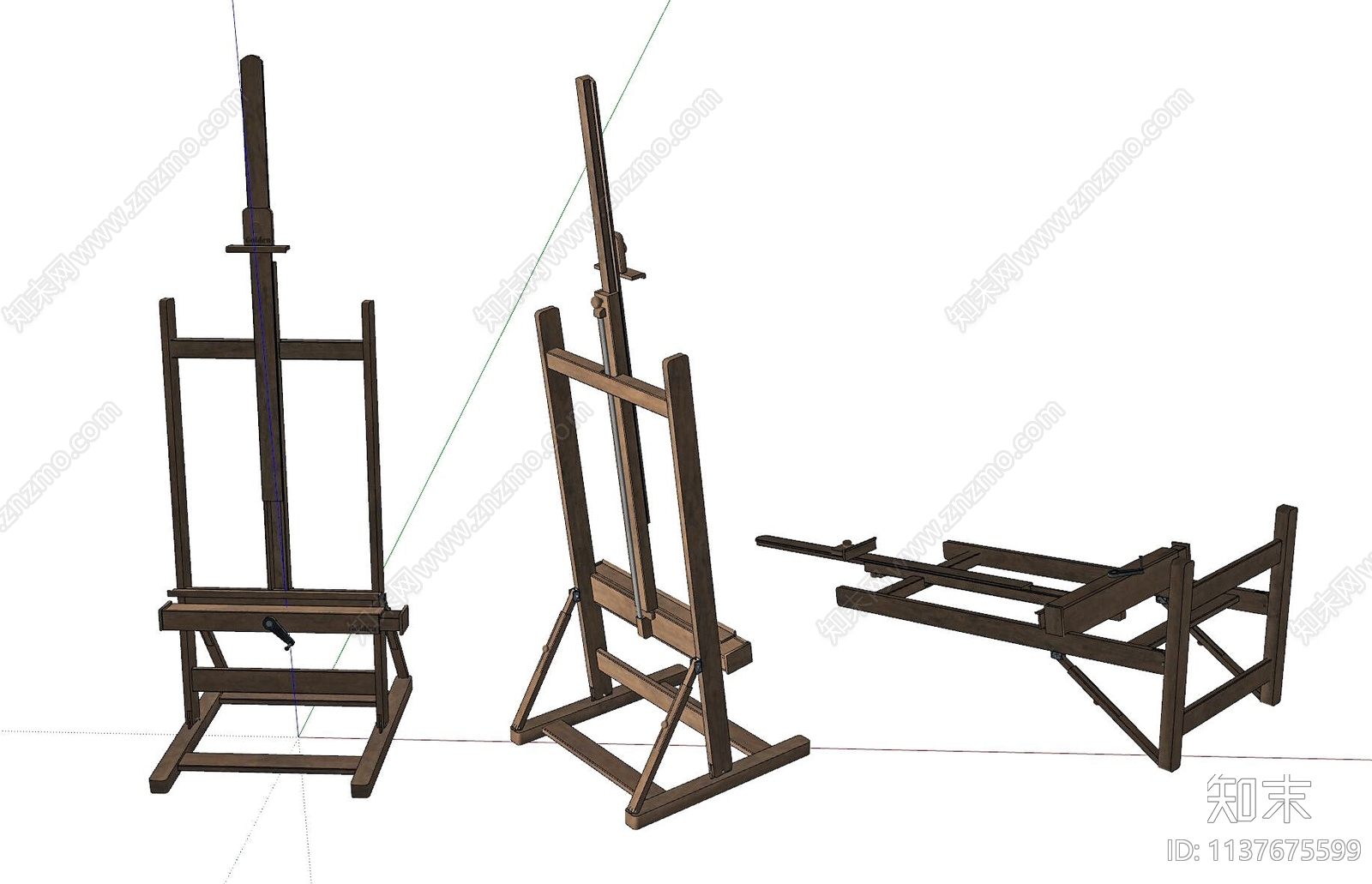 老旧木制画架SU模型下载【ID:1137675599】