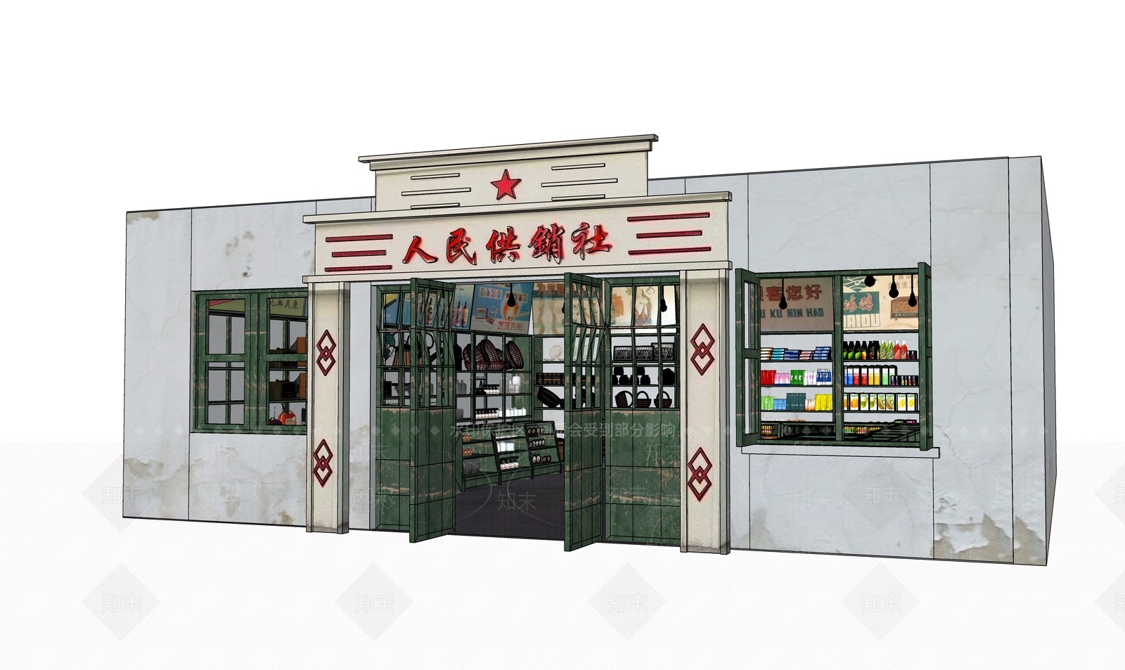 中式供销社超市商店SU模型下载【ID:1137898847】