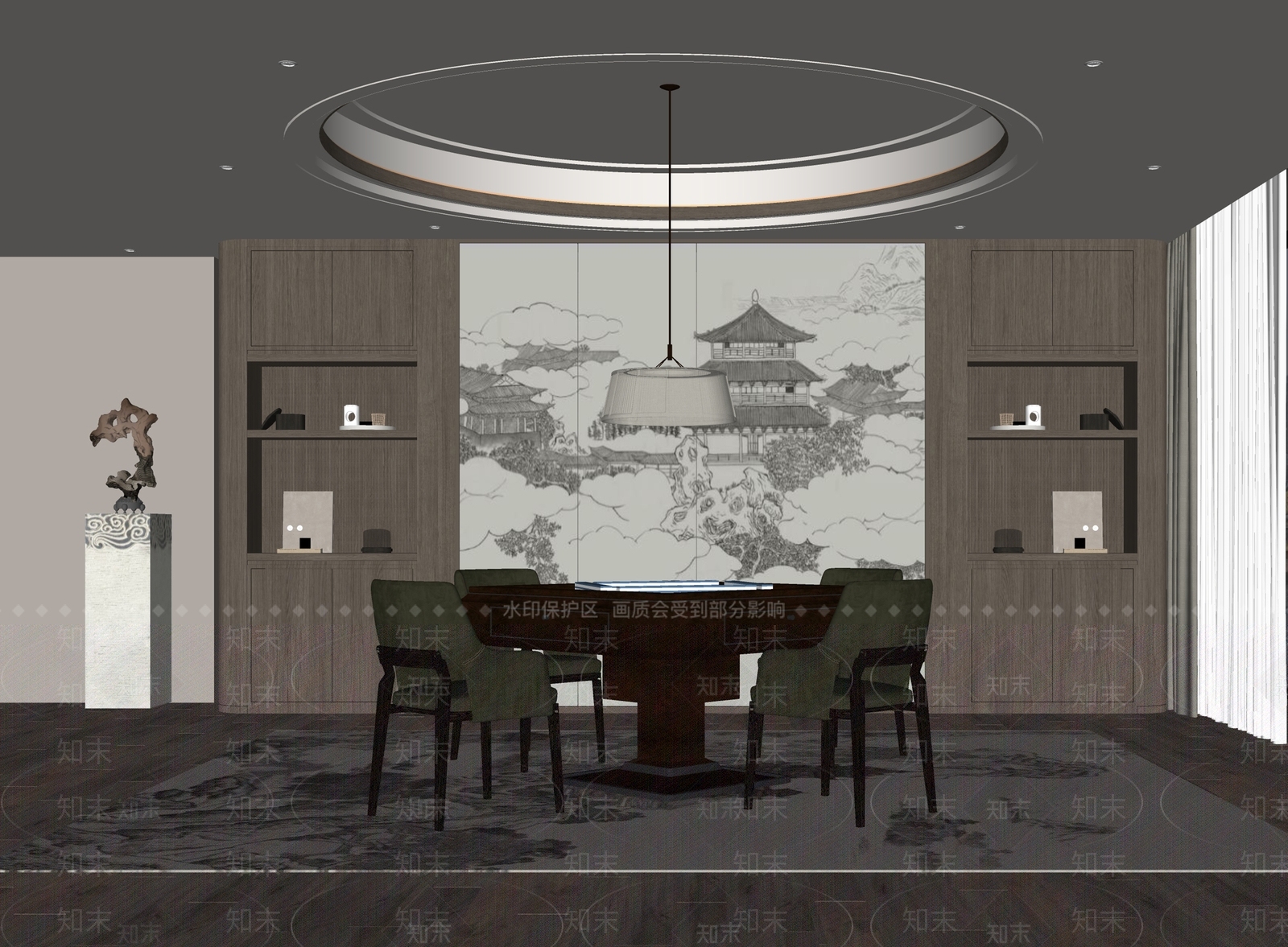 新中式棋牌室包厢SU模型下载【ID:1137678755】