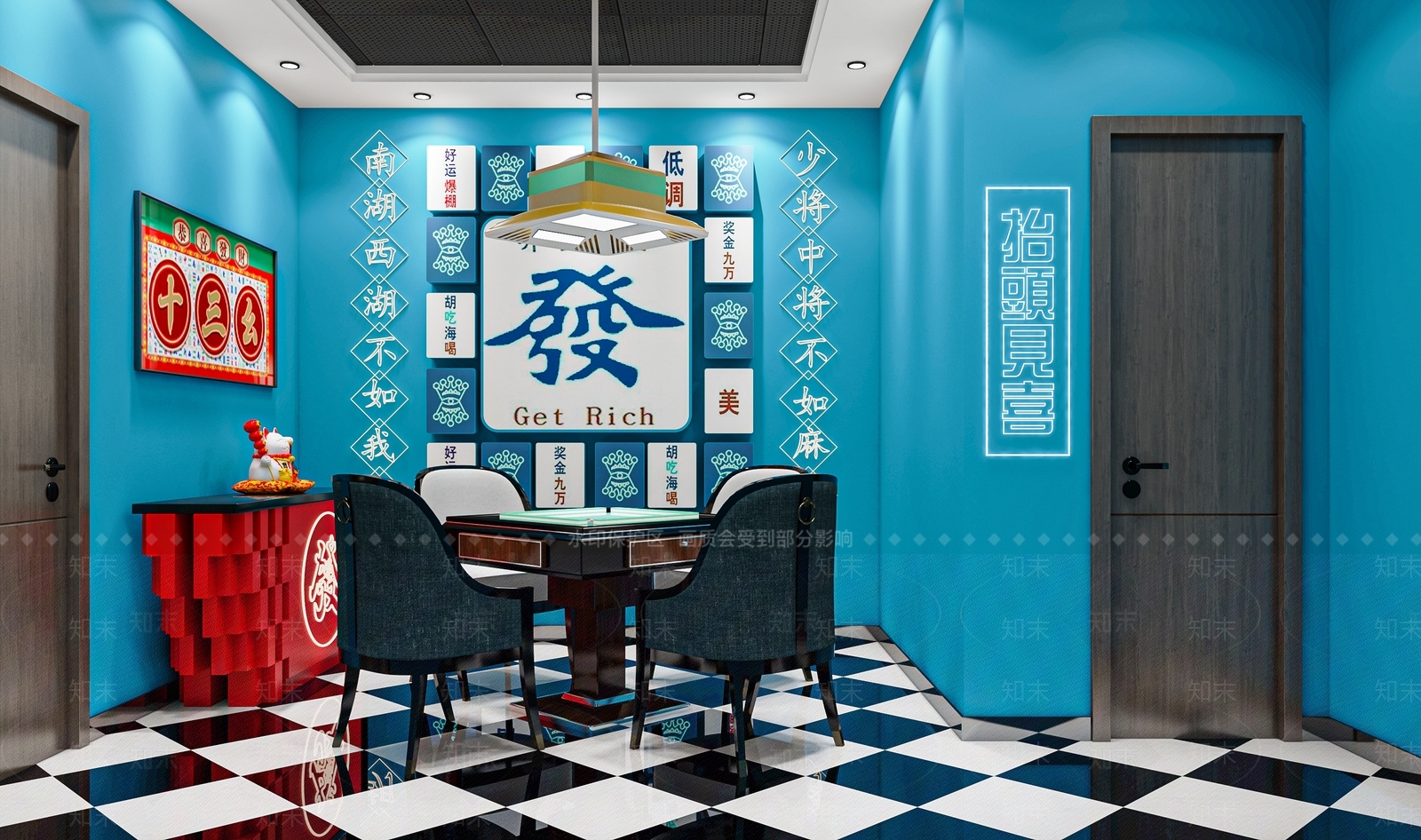 现代港式棋牌室包厢SU模型下载【ID:1137678850】