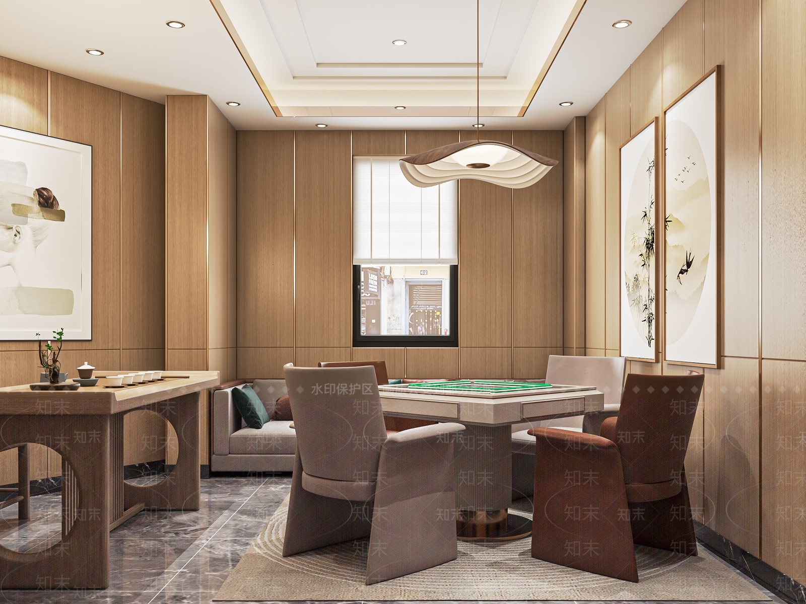 新中式棋牌室包厢SU模型下载【ID:1137678973】