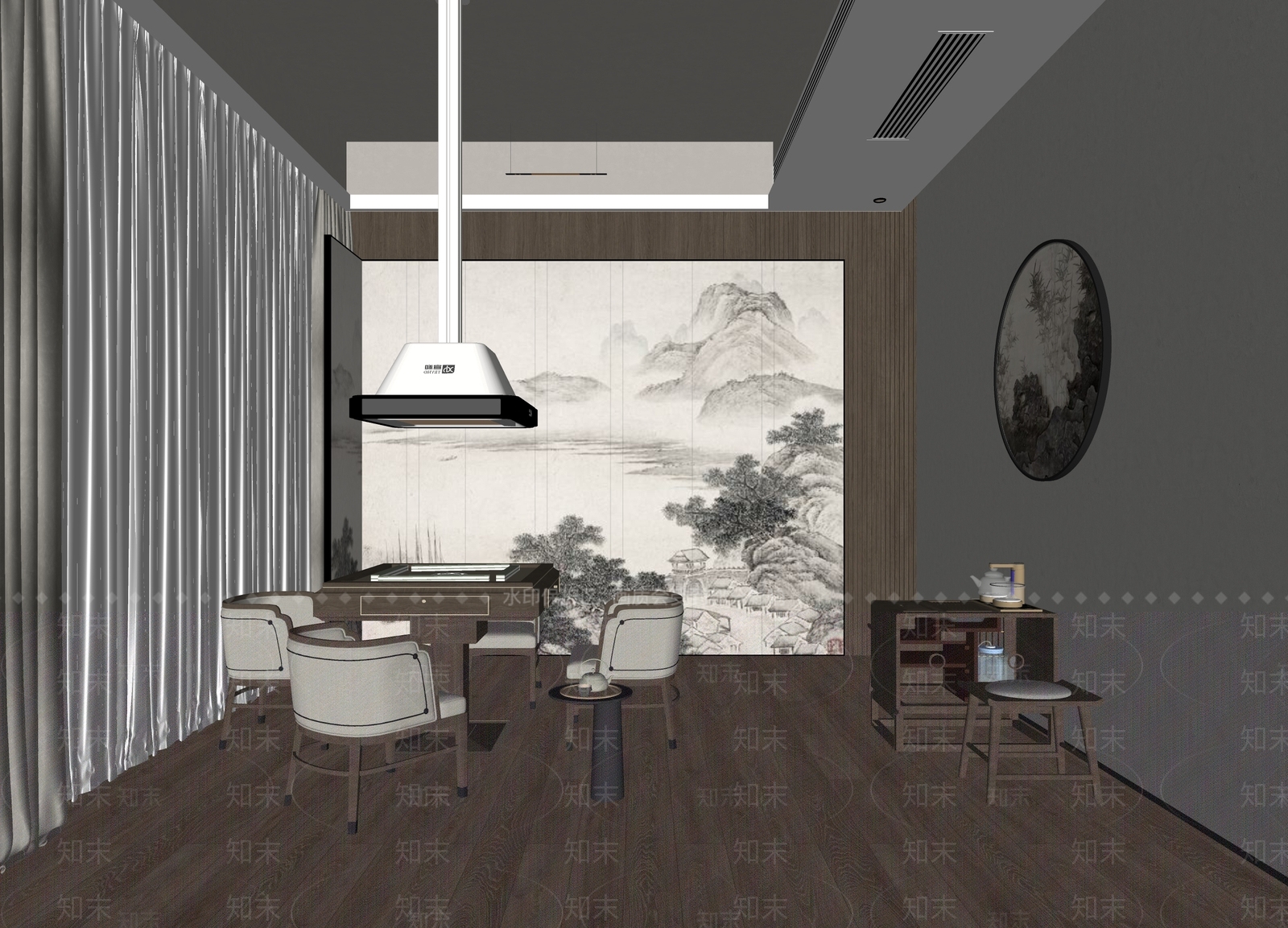 新中式棋牌室包厢SU模型下载【ID:1137678937】
