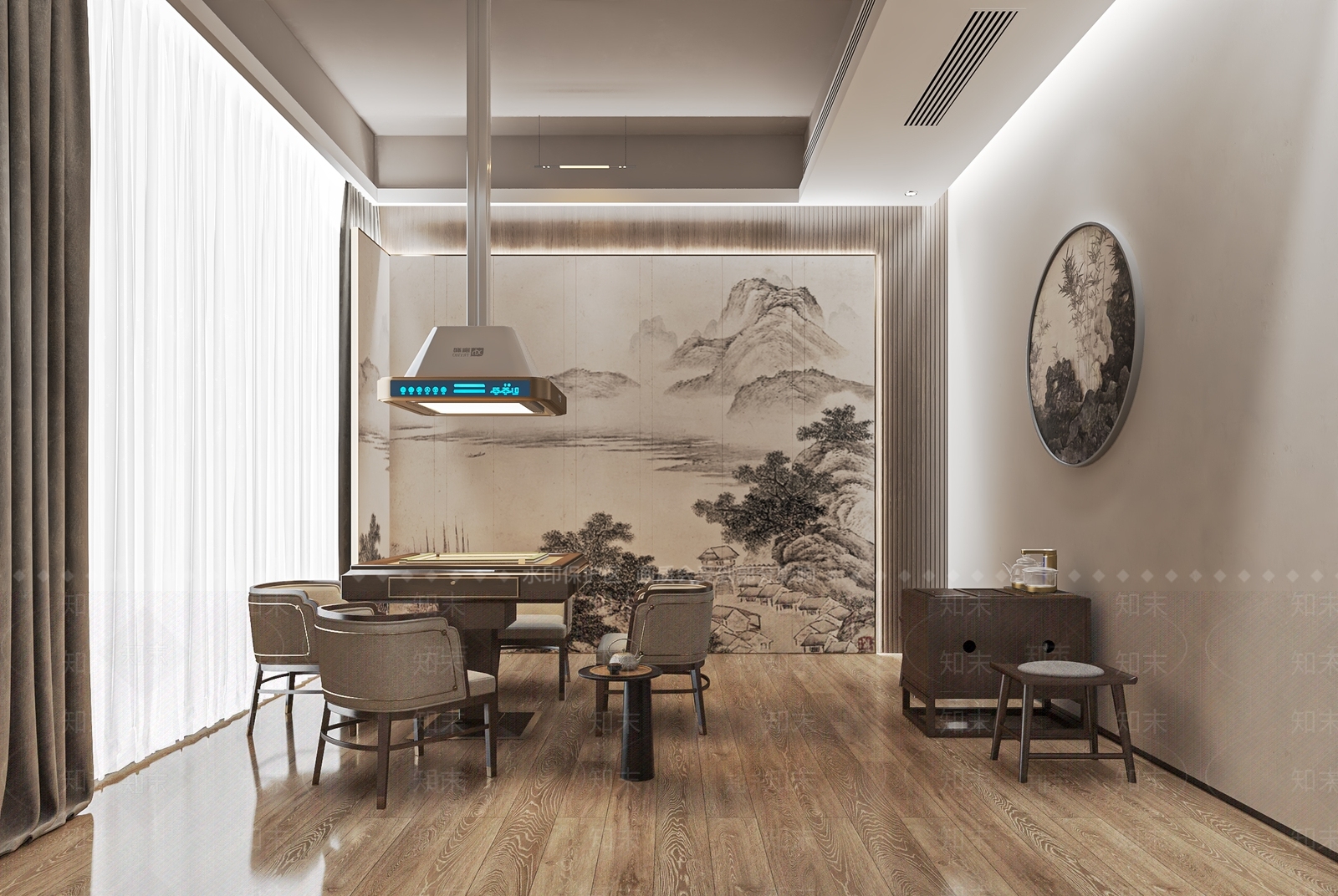 新中式棋牌室包厢SU模型下载【ID:1137678937】