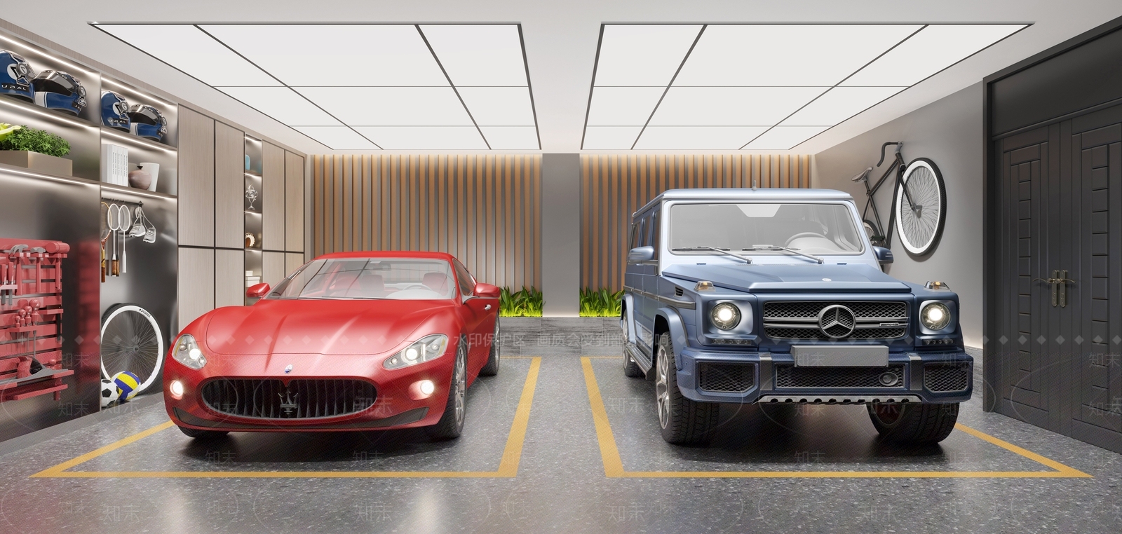 现代别墅地下车库SU模型下载【ID:1137679203】