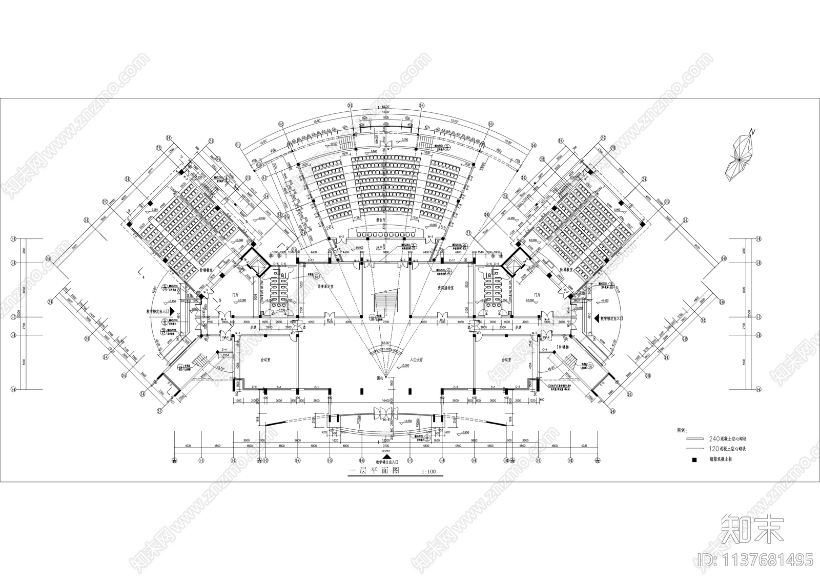 消防大队教学楼建筑cad施工图下载【ID:1137681495】