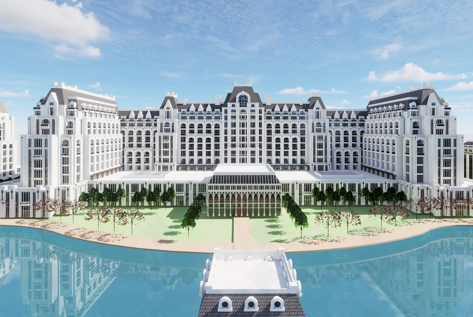 欧式古典多层办公楼SU模型下载【ID:1137690231】