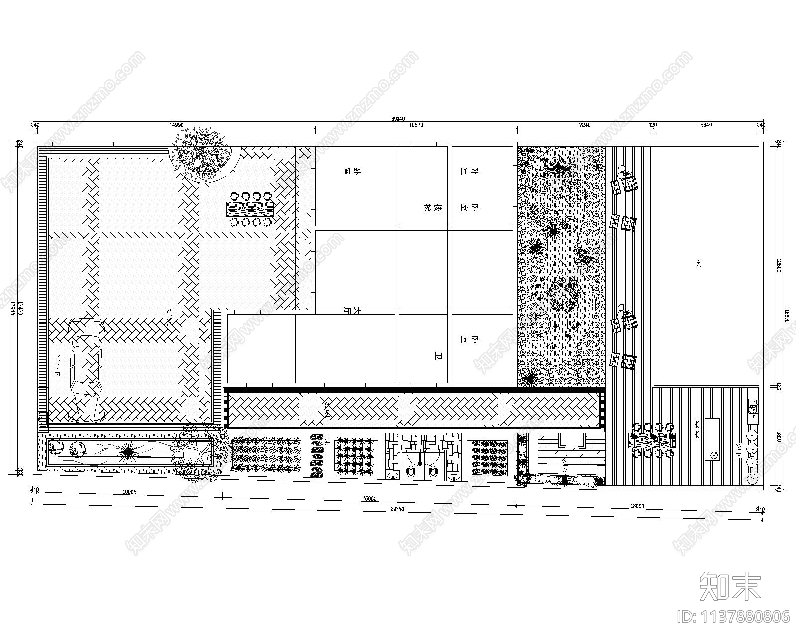 500平庭院平面方案cad施工图下载【ID:1137880806】