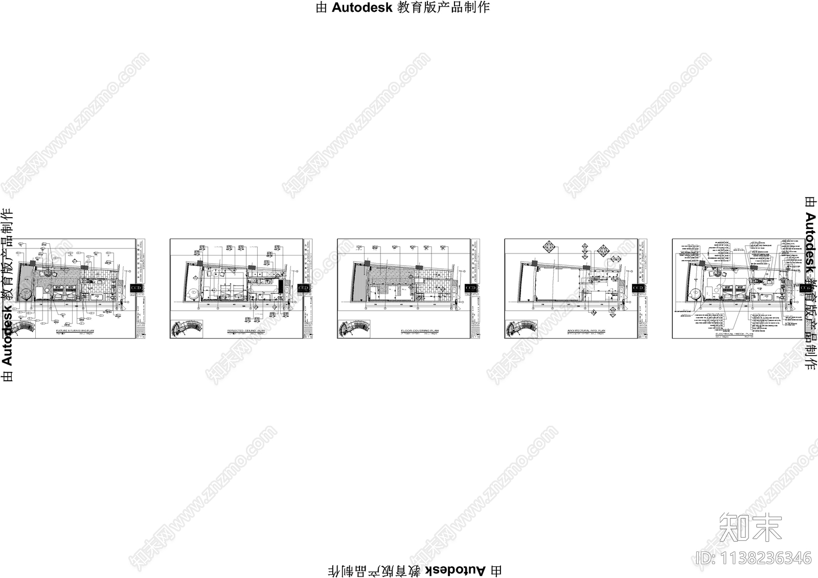 酒店双人房cad施工图下载【ID:1138236346】