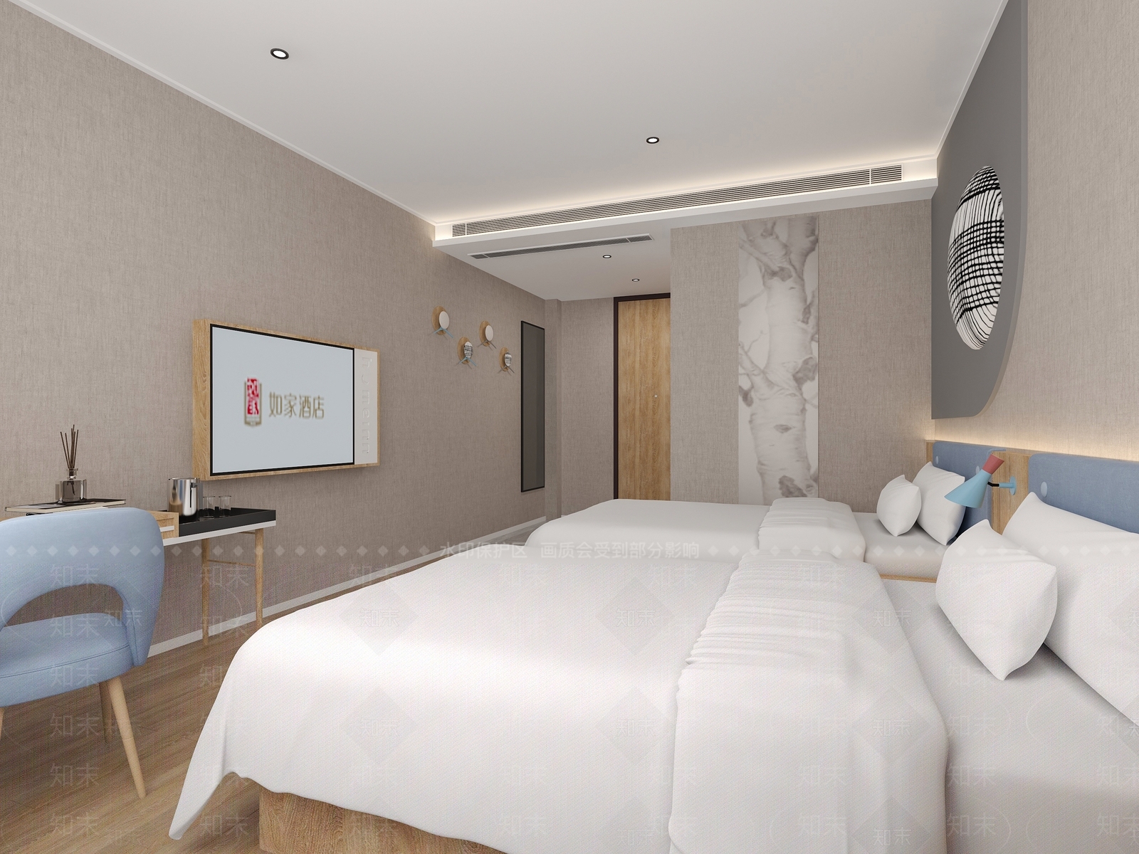 现代如家快捷酒店客房3D模型下载【ID:1137695606】_知末3d模型网