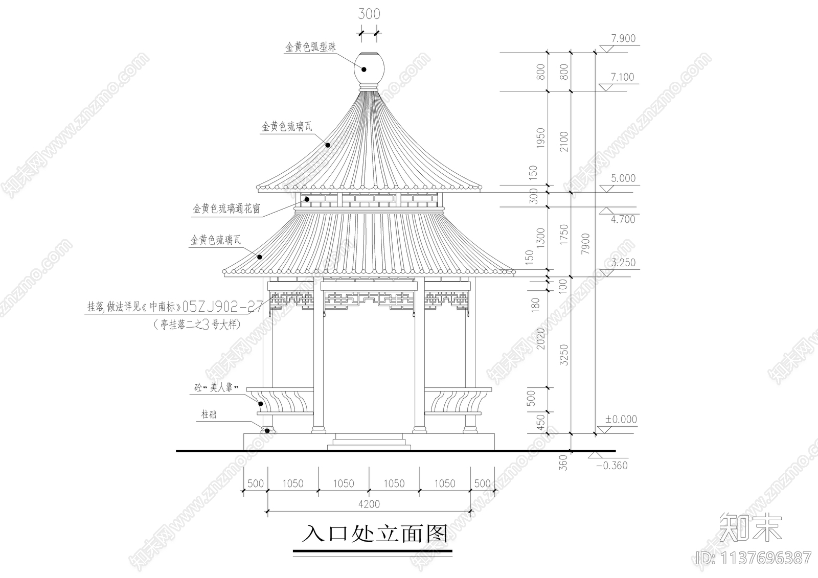 古建圆亭建筑结构图施工图下载【ID:1137696387】