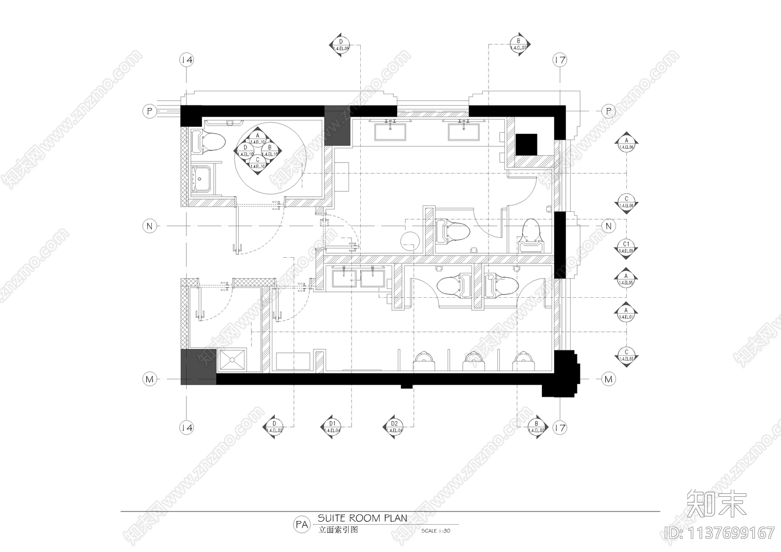 公共卫生间cad施工图下载【ID:1137699167】