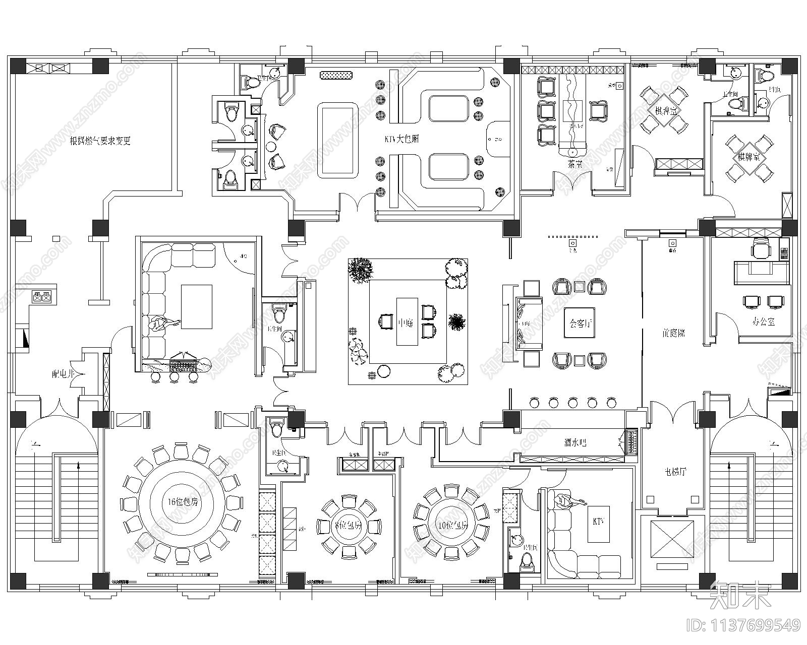 400平会所平面图cad施工图下载【ID:1137699549】