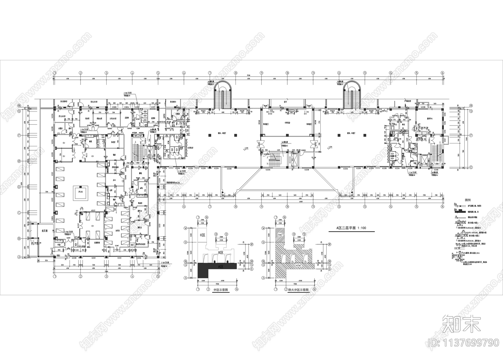 传染病医院全套建筑cad施工图下载【ID:1137699790】