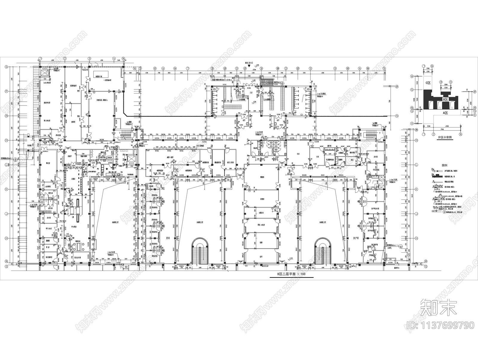 传染病医院全套建筑cad施工图下载【ID:1137699790】